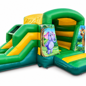 Jungle springkussen met glijbaan huren